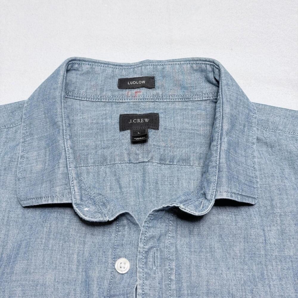 J. Crew Japanese Chambray Denim Shirt Large Ludlow Long Sleeve Spread Collar